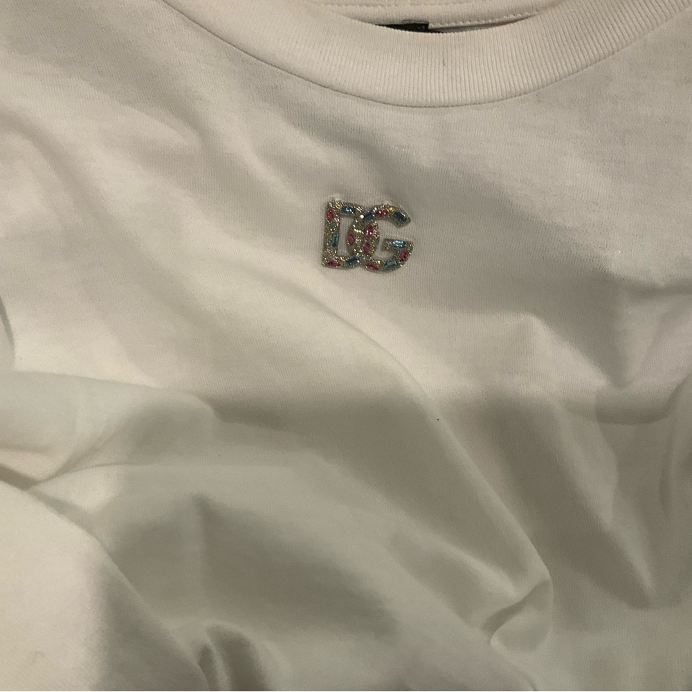 Dolce & Gabbana Women White T-Shirt with Crystal Logo